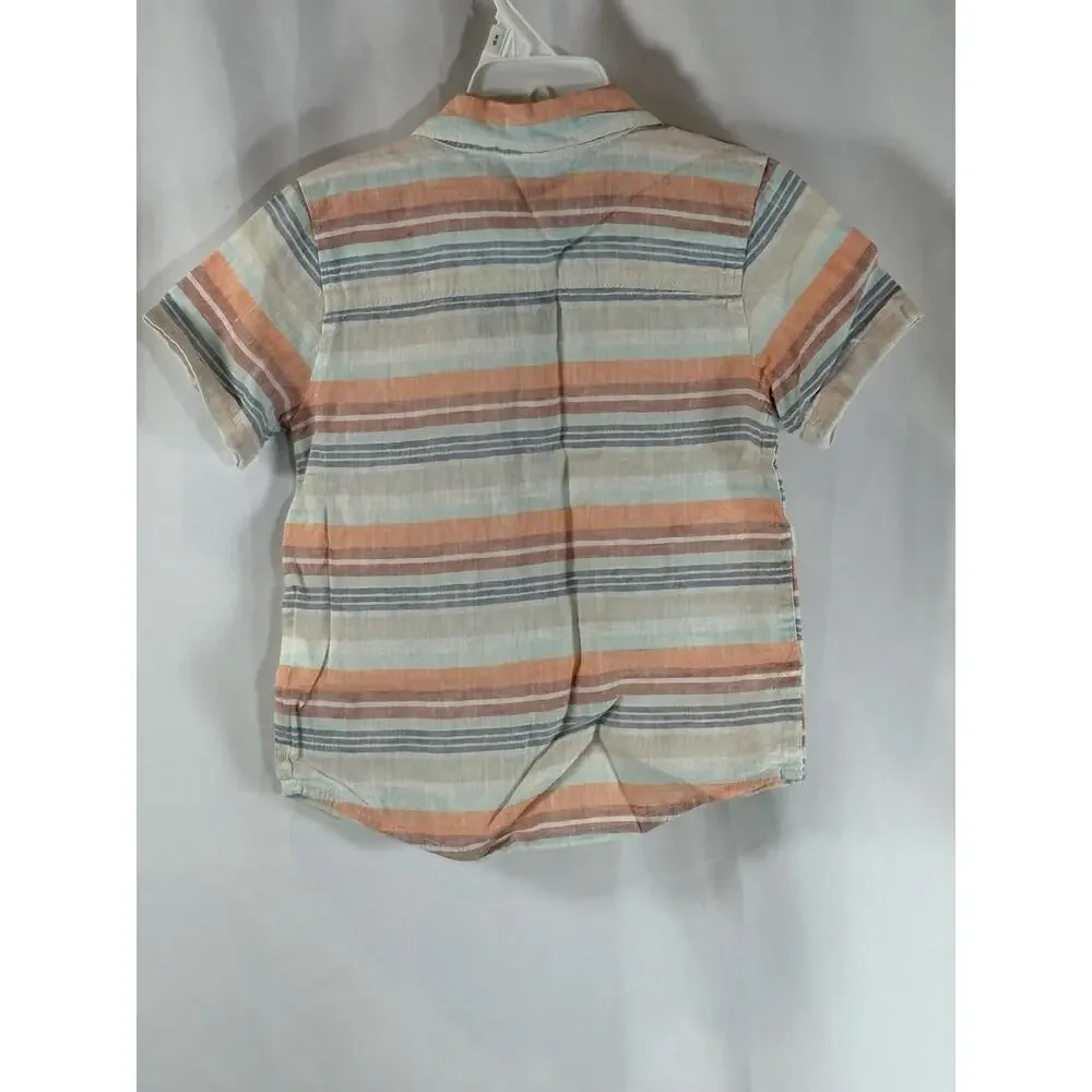 OshKosh Boys Striped Short Sleeve Button Down Shirt, Sz 3T, NWT